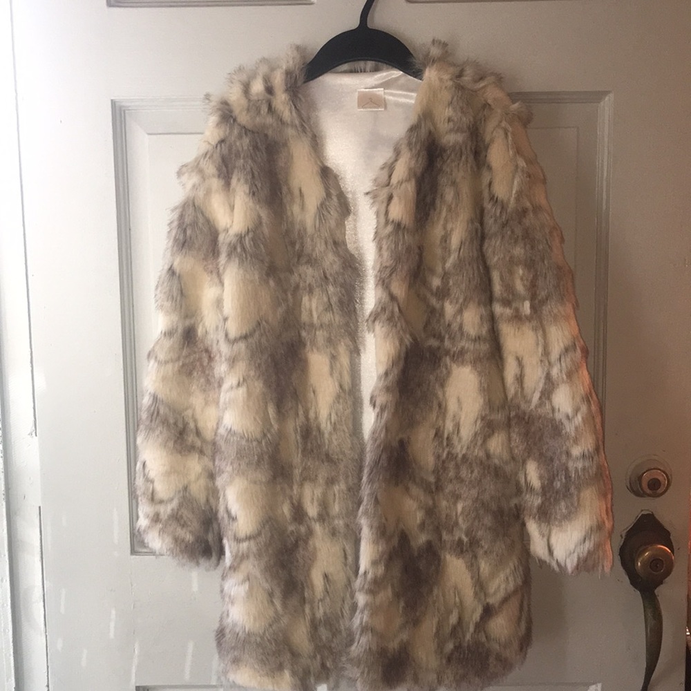 Korean faux fur jacket coat with pockets